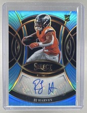 RJ Harvey 2025 Panini Select #RSI-RJH Light Blue Prizm Rookie Auto /49