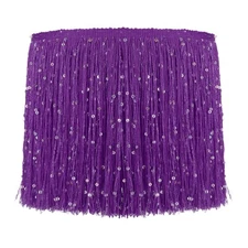 8" Sequin Chainette Fringe Trim, 5 Yard Sewing Trim Fringes, Purple