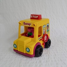 Vintage 1994 Barney Dinosaur School Bus Toy, The Lyons Group Yellow Bus