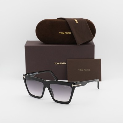 New Tom Ford FT1110 01B Shiny Black/Smoke Gradient 56-14-140 Sunglasses
