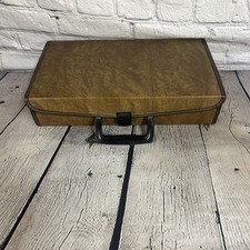 Vtg Cassette Tape Holder - Briefcase Carry Case w/ 24 Slots - Brown Faux Leather
