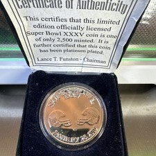 Super Bowl XXXV Coin 2001 Tampa Florida  NY Giants vs Ravens In Box W/COA Rare