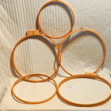Lot of 5 Round Wood Embroidery Hoops w/ Adjusting Screw Closure 14", 12", 10"