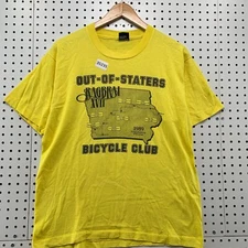 Vintage 80s Bicycle Club Shirt Mens Large Yellow Single Stitch 1989 USA 20x26.5