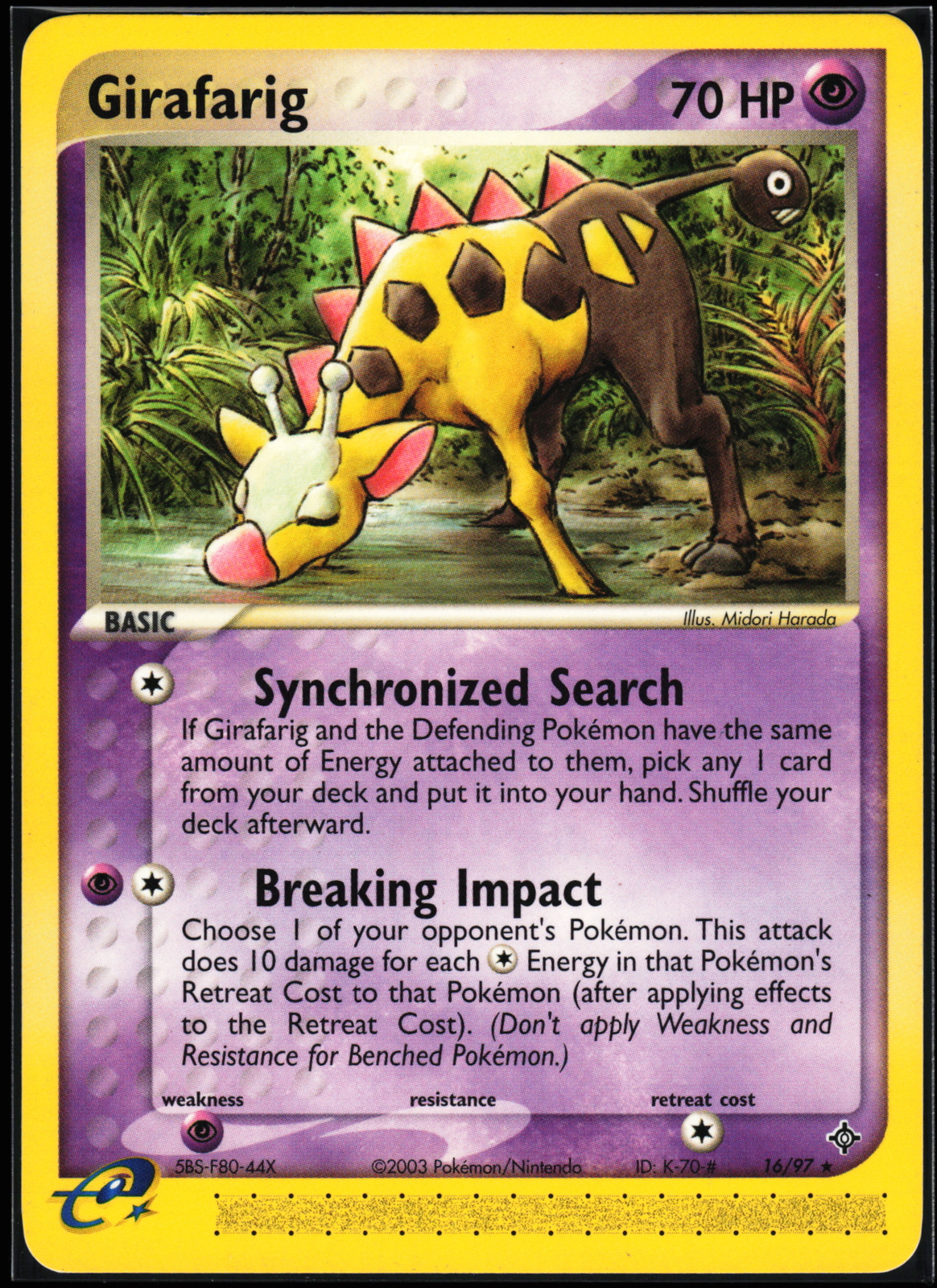 Pokemon Card - Girafarig Dragon 16/97 Rare