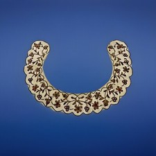 Floral Themed Vintage Heavily Metallic Embroidered Beige Silk Collar from India