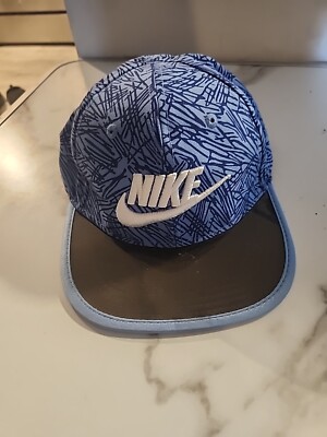 Retro Nike True Blue Youth Smokey Clear Visor Swoosh Snapback Cap Hat