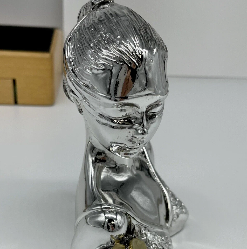 Dea bendata della fortuna statuina argento monete soprammobile bomboniera arredo - Immagine 4 di 4