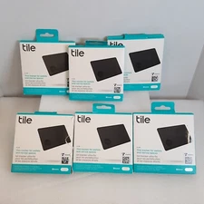 OPEN BOX Lot of 6 Tile Slim Bluetooth Trackers, Black T7001