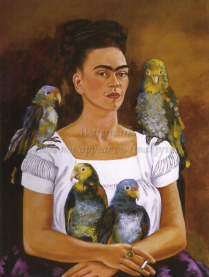 FRIDA KAHLO Art Poster or Rolled Canvas Print ''Me and My Parrots''