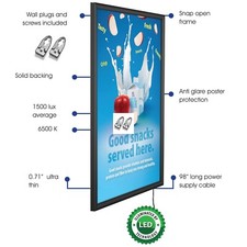 LED Backlit Poster Frame, Wall Mount Black/Silver Aluminum Photo/Sign Holder