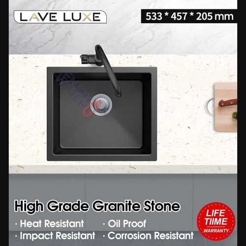 Granite Stone Laundry Kitchen Sink Top/Undermount Basin Bowl Black【VIC PICK UP】 - Picture 44 of 47