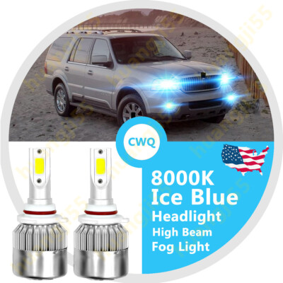 9005 9145 Ice Blue LED Headlight Fog Light Bulb C6 For LINCOLN Navigator 2003-06