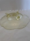 Vintage Lancaster Glass Yellow Depression Scalloped Footed Decorative Platter 10 — photo 3