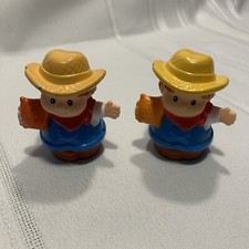 Mattel 2005 Fisher Price Little People 2 Farmer boys with yellow hat