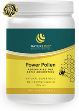 Power Pollen 60x500mg Caps, Energy, Immune &Cognitive Support, Organic Superfood