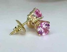 2Ct Round Cut Lab-Created Sapphire Solitaire Stud Earring 14K Yellow Gold Plated