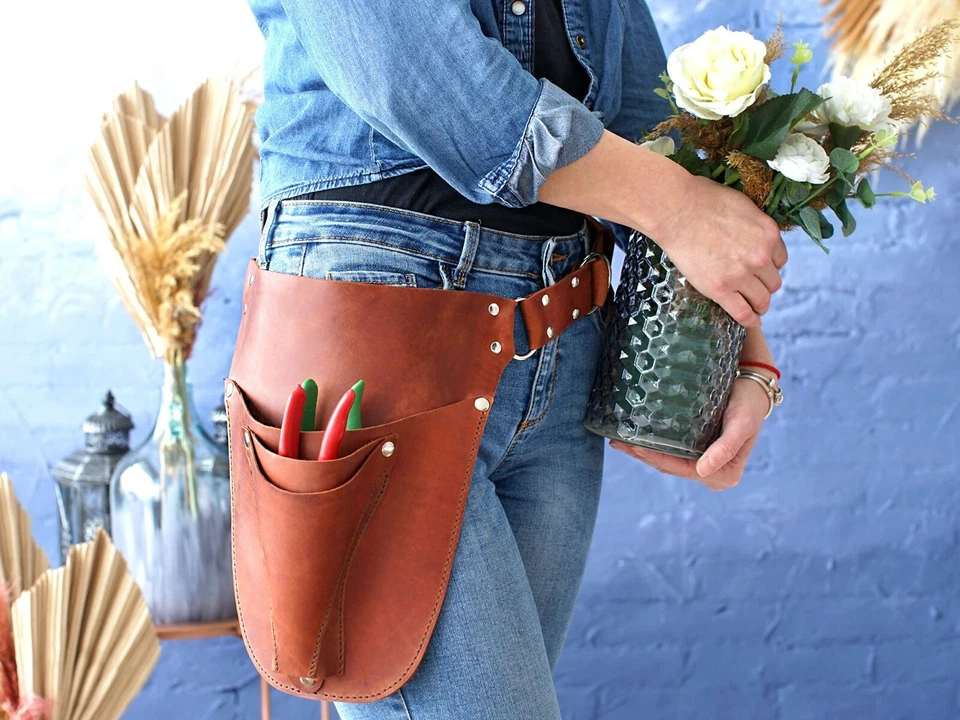 Leather Tool Belt Florist Bag Garden Pouch Tools Holder Personalized Planner L - Image 2 of 4