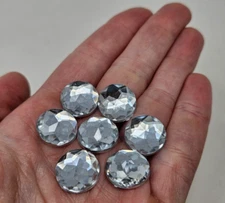 100 pcs 15mm Round Clear Crystal Rhinestones Craft Glue On Jewels Gems VTG