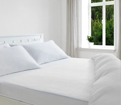 Deluxe Washable Reusable Double Bed Incontinence Pad Protector with Tucks, White