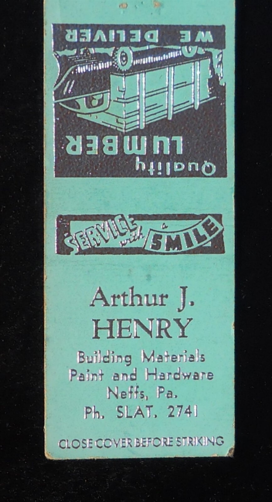 1940s Arthur J. Henry Bldg. Materials Paint Hardware Lumber Slatington