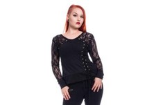 Hasel Black Lace Detail Long Sleeve Top - Poizen Industries