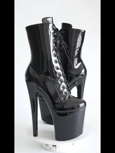 High Heel 20CM Ankle Boots Black 8inch Nightclub Boot Pole Dance Sexy Party Shoe - Picture 4 of 28