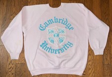 Vintage Cambridge University Crest Pink Sweatshirt Crewneck size ADULT XL