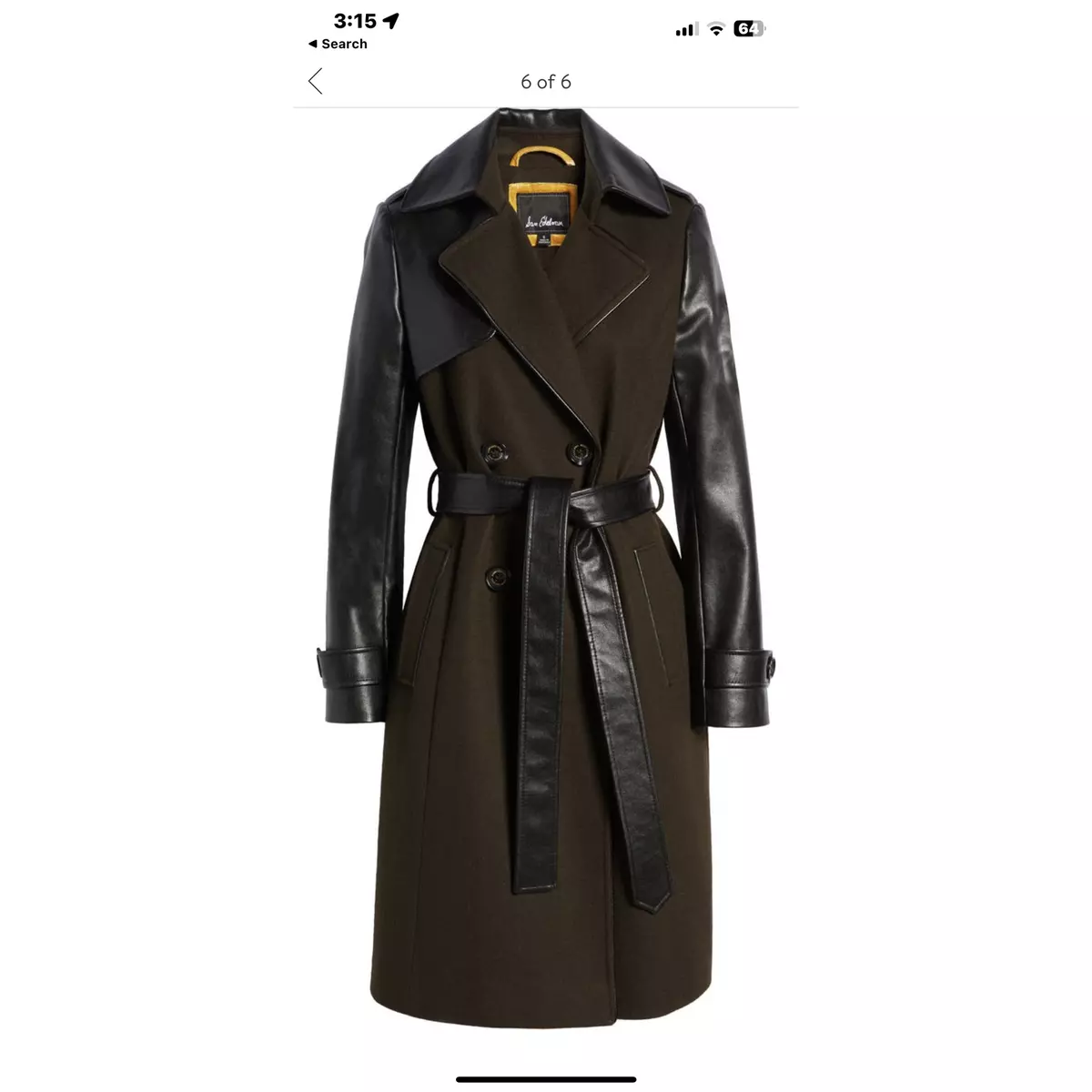 Brand New SAM EDELMAN Mixed Media Wool Blend Trench Coat