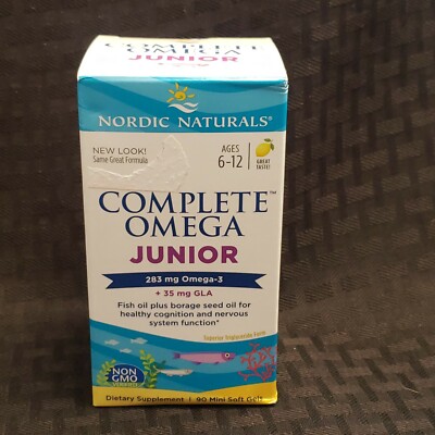 Nordic Naturals Complete Omega Junior 283 mg + 30 mg GLA 90 Mini Softgels NIB