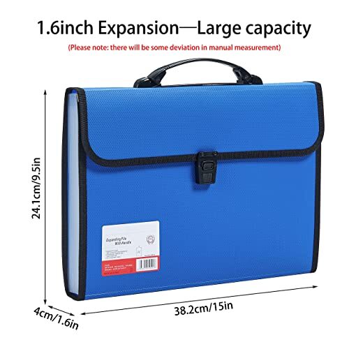13 Pocket Accordian File Organizer Expanding Folder w/ Handle & Buckle ...