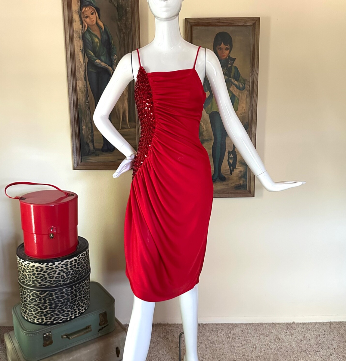 knee length dresses for ladies Besotted Ruched Mini Dress Red main image 0