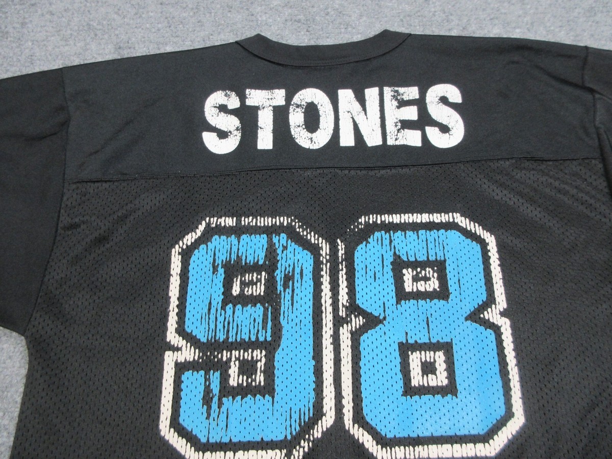 VINTAGE Rolling Stones Jersey Shirt Mens Large Black Mesh Football
