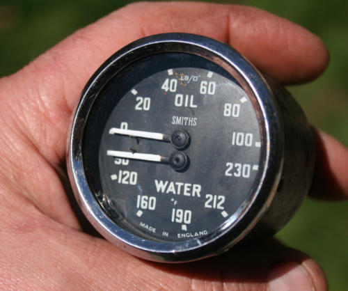 55-56 Austin Healey Smiths Duplex  Oil Pressure & Water Temp Gauge - X.42638/38 - Picture 1 of 14