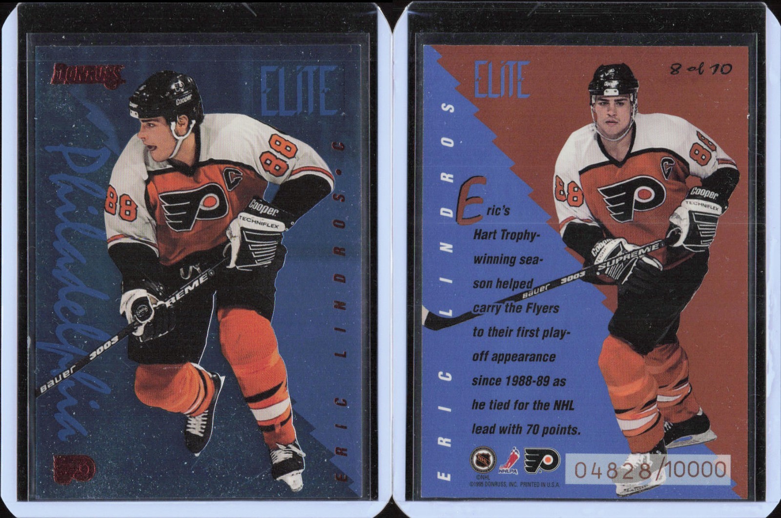 1995-96 Donruss Elite Inserts #8 Eric Lindros Philadelphia Flyers 4828/10000