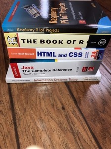 Computer Programming Book Lot Raspberry Html Css Book of R Java Digital World