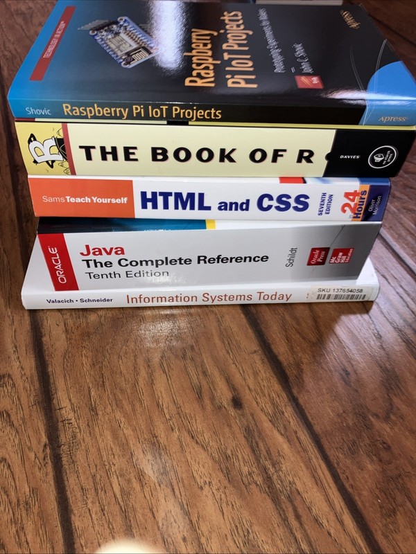 Computer Programming Book Lot Raspberry Html Css Book of R Java Digital World