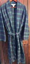 The Vermont Country Store Robe Men  s Sz Med Blue Plaid Flannel Portugal Cotton