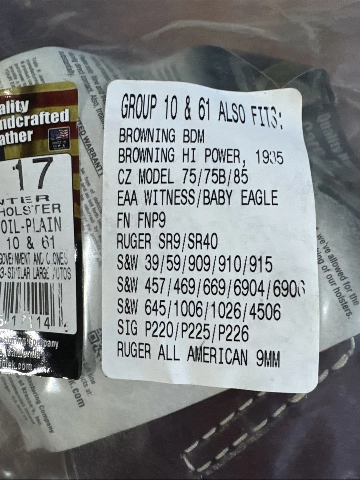 Leather Flap Holster for Colt 1911, Glock 17 19 22 23, Sig P226 220, Ruger #7114 - Image 3 of 4