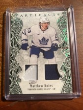 Matthew Knies 2025-26 Upper Deck Artifacts Hockey Emerald Dual Patch 09/65 Leafs