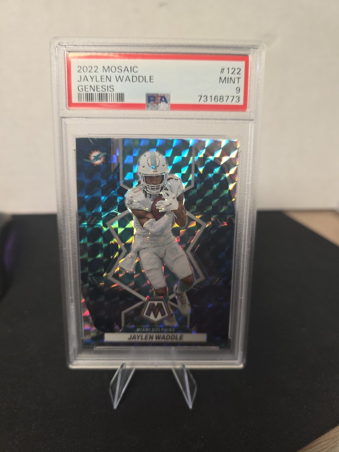 2022 Panini Mosaic Jaylen Waddle #122 🔥 Genesis 🔥 Mosaic Prizm PSA 9