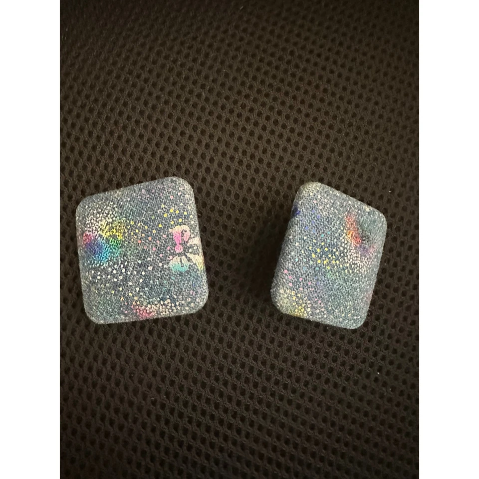 Square Blue Denim Iridescent Post Earrings Statement Jewelry Fashion Accessory Foto 2 de 4