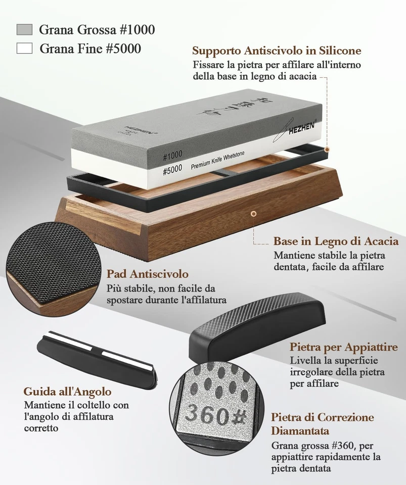 Pietra Affilacoltelli Professionale, Pietra per Affilare Al Corindone Bianco, Do - Immagine 3 di 4