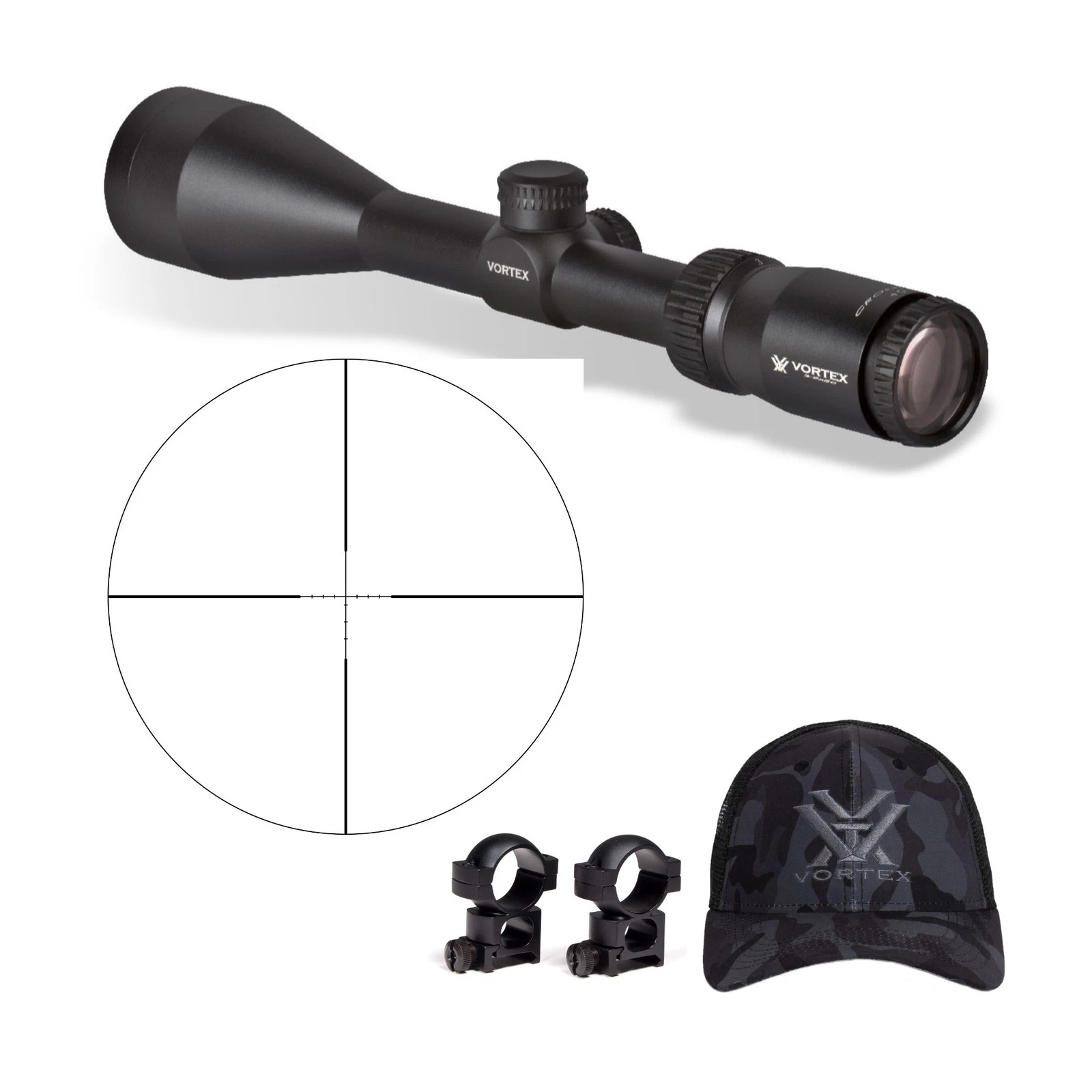 Vortex Crossfire II 3 9x50 Riflescope with 1 In Riflescope Rings and Hat Review