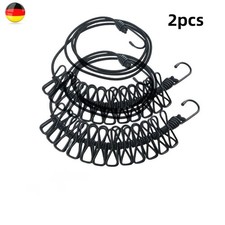 2x Flexible W&auml;scheleine mit 12 Klammern Reise Camping Balkon Leine elastisch DE