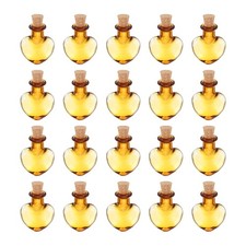 20 Pcs Small Heart Mini Glass Bottles Jars with Cork Stopper, Champagne