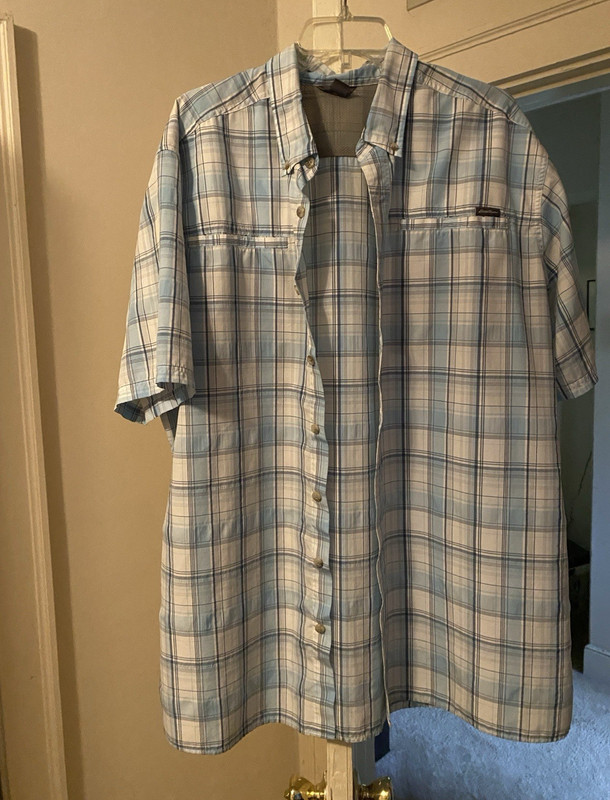 Eddie Bauer Men’s Big & Tall TXL Blue/White Plaid Short Sleeve Button-Up