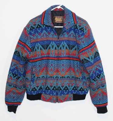 David James Aztec Southwestern Jacket Vintage Knit Western USA Men's Medium 