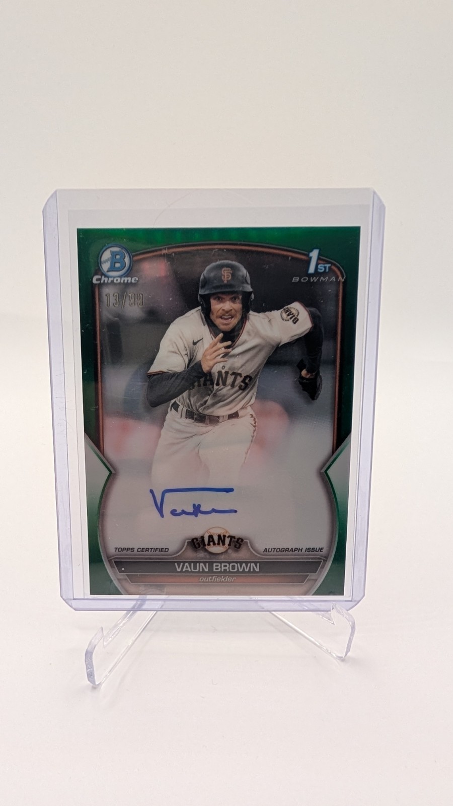 2023 Bowman - Chrome Prospect Autographs Vaun Brown #CPA-VB Green /99 (AU, RC)
