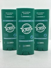 3 Pack Tom's of Maine Aluminum Free CLEAN COAST Deodorant 3.25oz